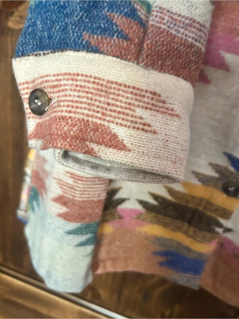 Aztec Multicolor Pattern Button-Up Sweater Jacket - Shacket - Picture 5 of 13